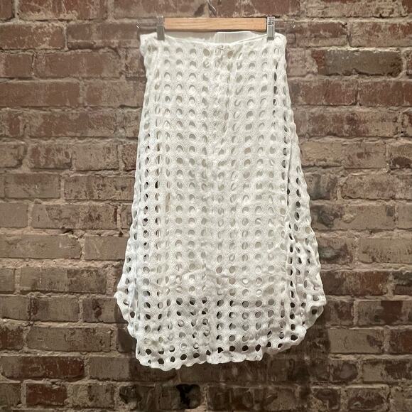 Silvia Tcherassi White Eyelet Midi Skirt Size Small - Picture 6 of 8